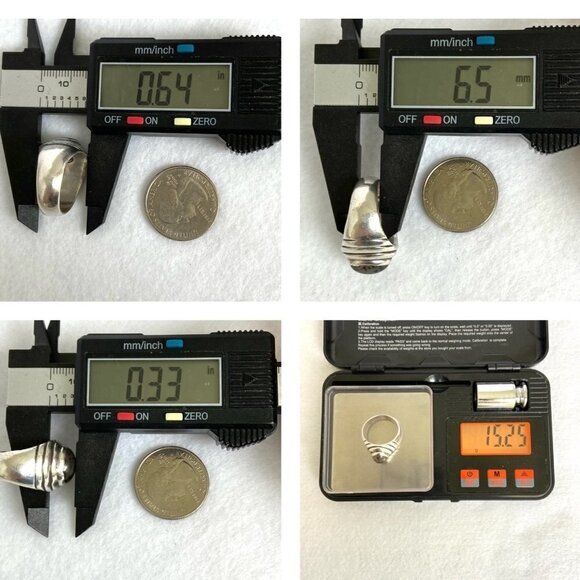 Solid Sterling Silver 925 Unisex Oval Dendritic Fern Agate Wide Band Ring Sz 8.5 - Picture 10 of 16